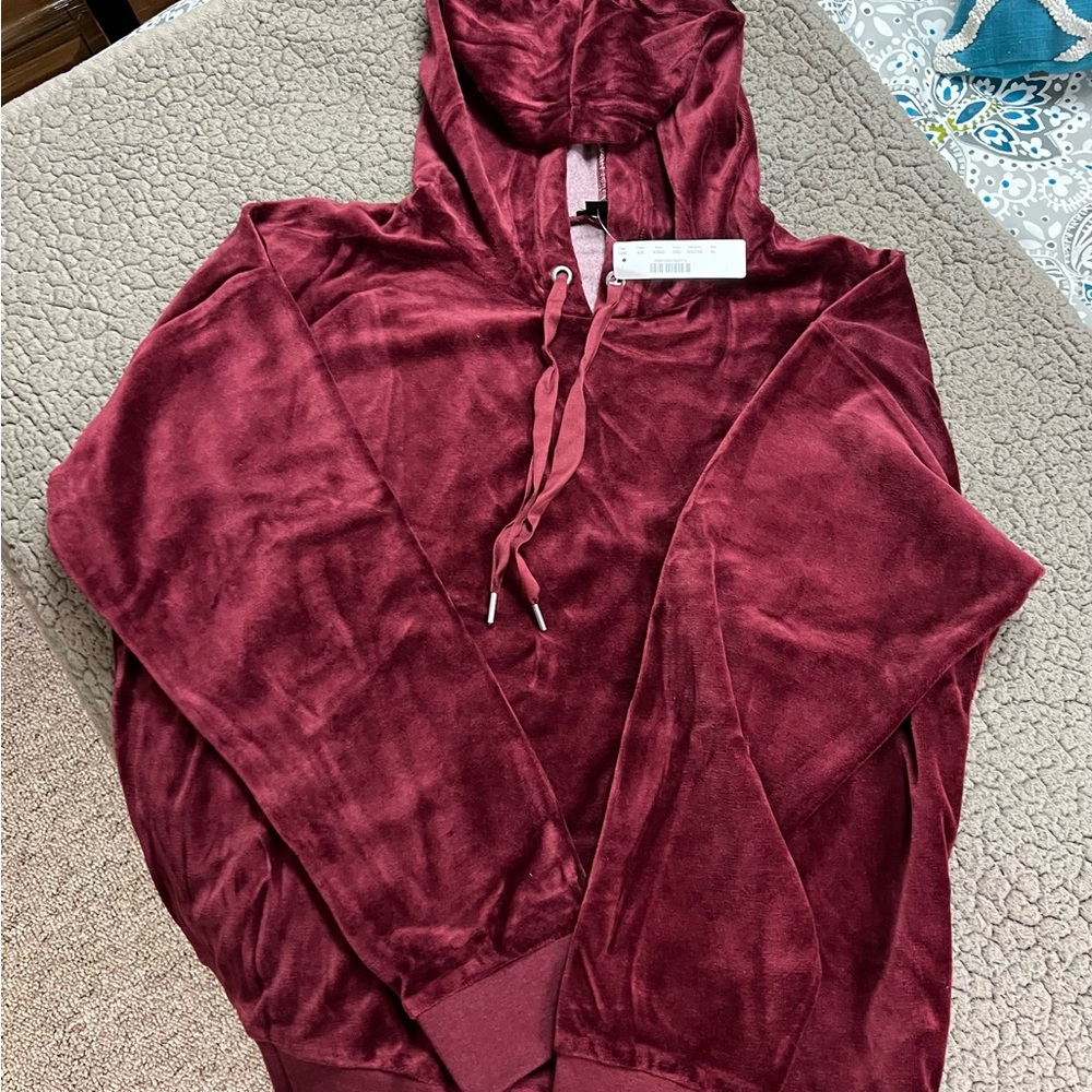 J. Crew Burgundy Velvet Hoodie